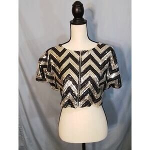Princess Highway black and silver crop shrug